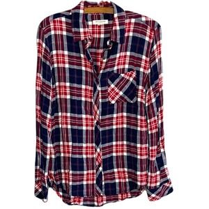 Beach Lunch Lounge Women’s Red / Blue Flannel Long Sleeve Size XS
